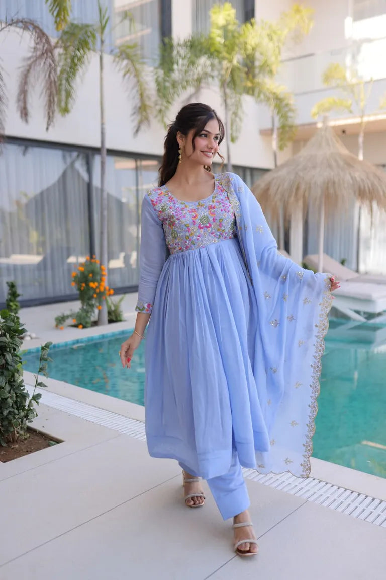 Mal Chanderi Anarkali Set