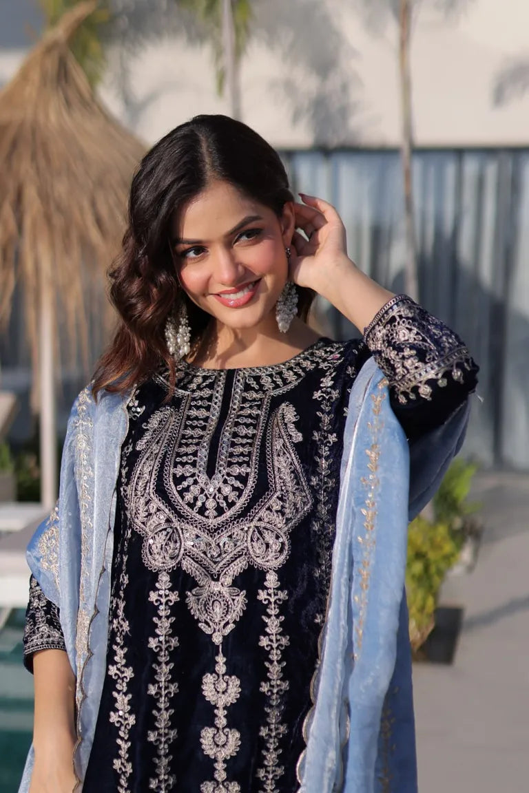 Velvet Bell Sleeve Suit