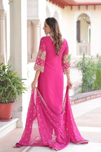 Party Wear Faux Blooming 3-Piece Suit