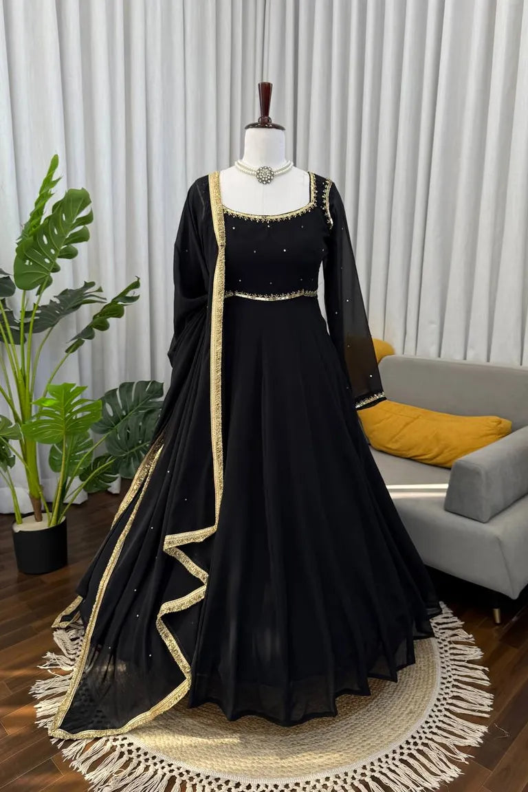 Party Wear Black Anarkali gown