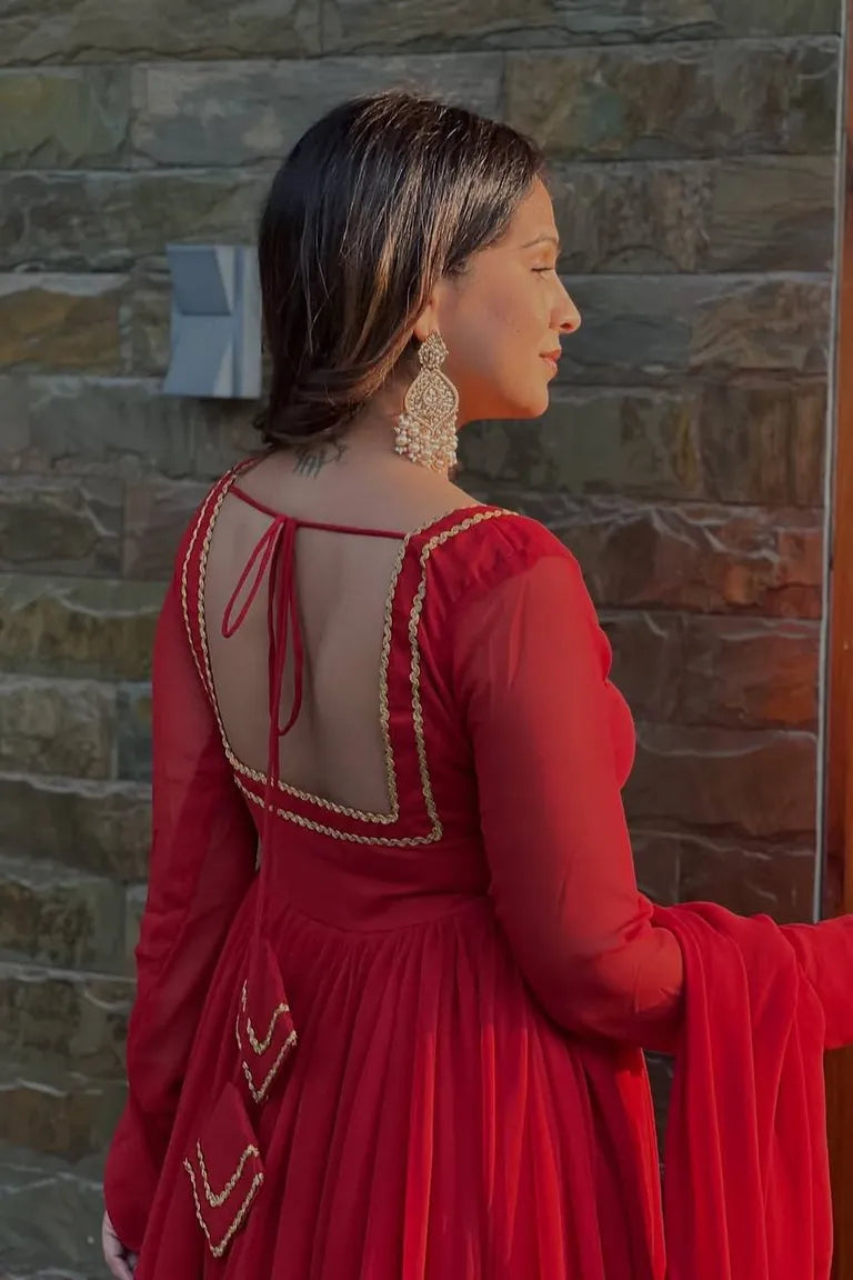Party Wear Anarkali with Lace Border
