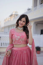 Traditional Indian Pink Lehenga with Dupatta