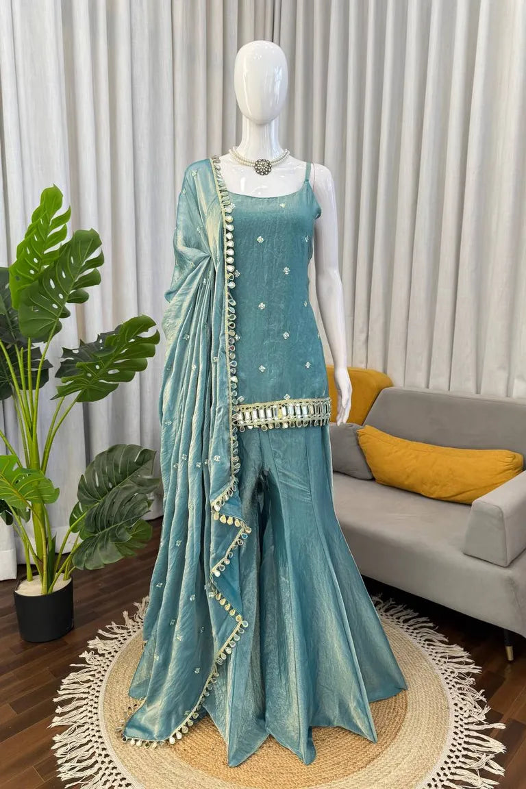 Fendy Silk Kurti with Sharara Set
