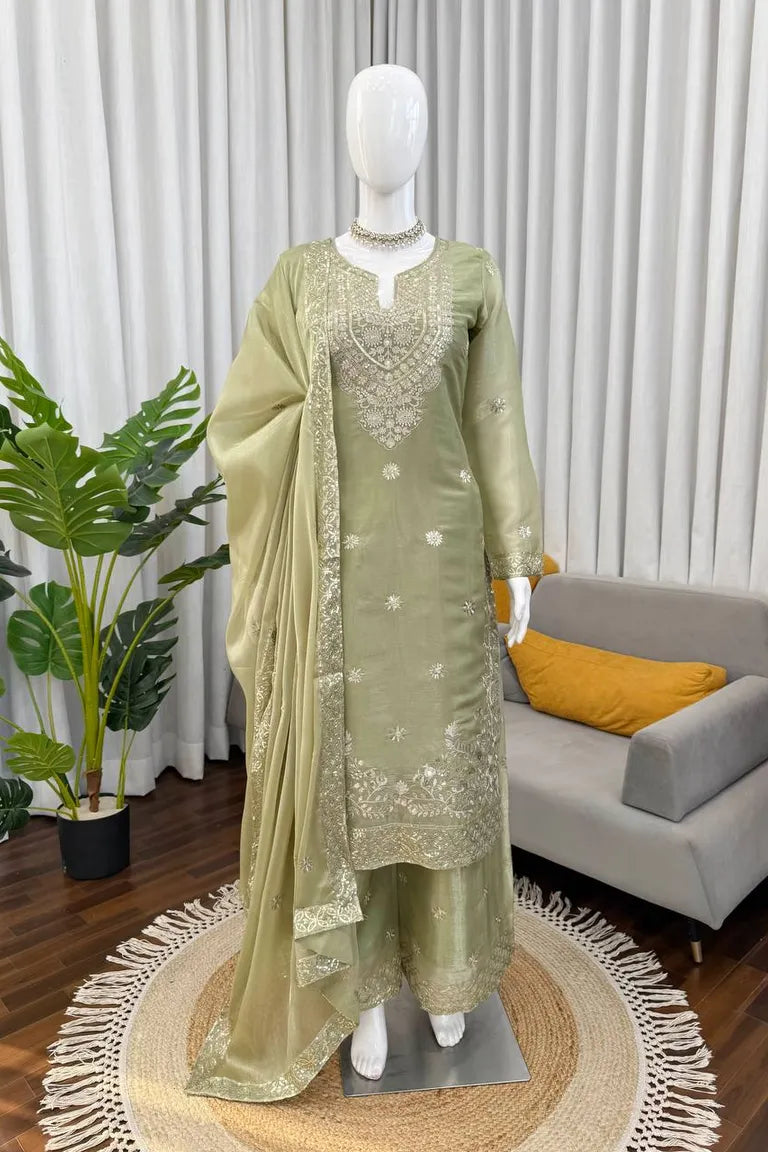 Custom Fit Green Ethnic Wear Set