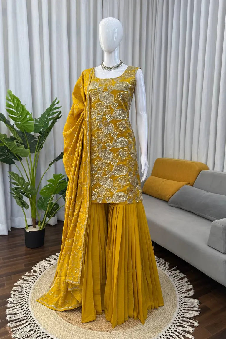 Festive Simmer Silk Sharara Set
