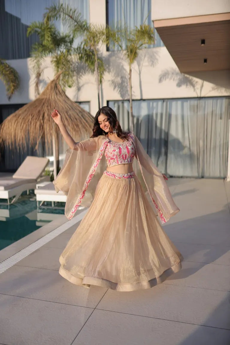 Premium Gold Lehenga with Shrug