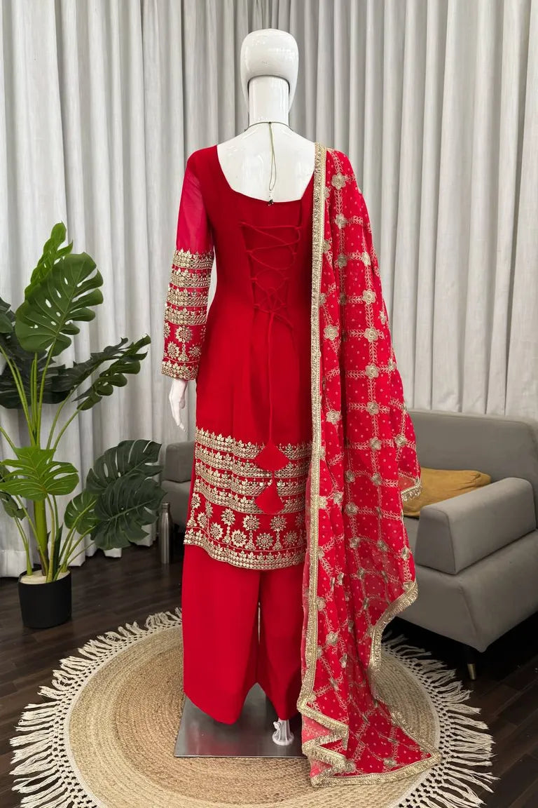 Embroidered Kurta Set with Palazzo