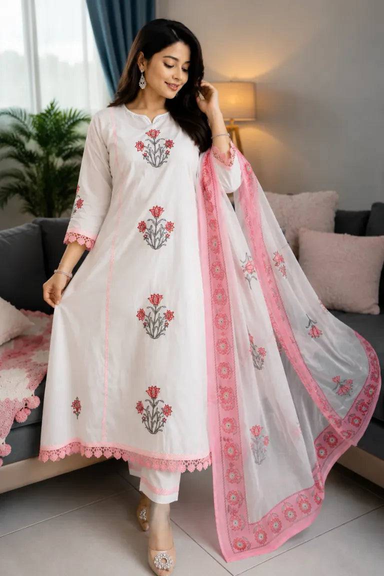 Jaipuri Taj Cotton Floral Suit Set