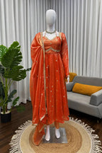 Elegant Anarkali with Silk Dupatta