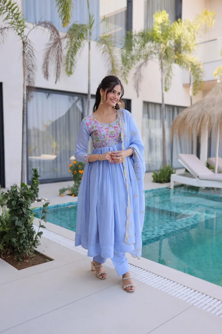 Mal Chanderi Anarkali Set