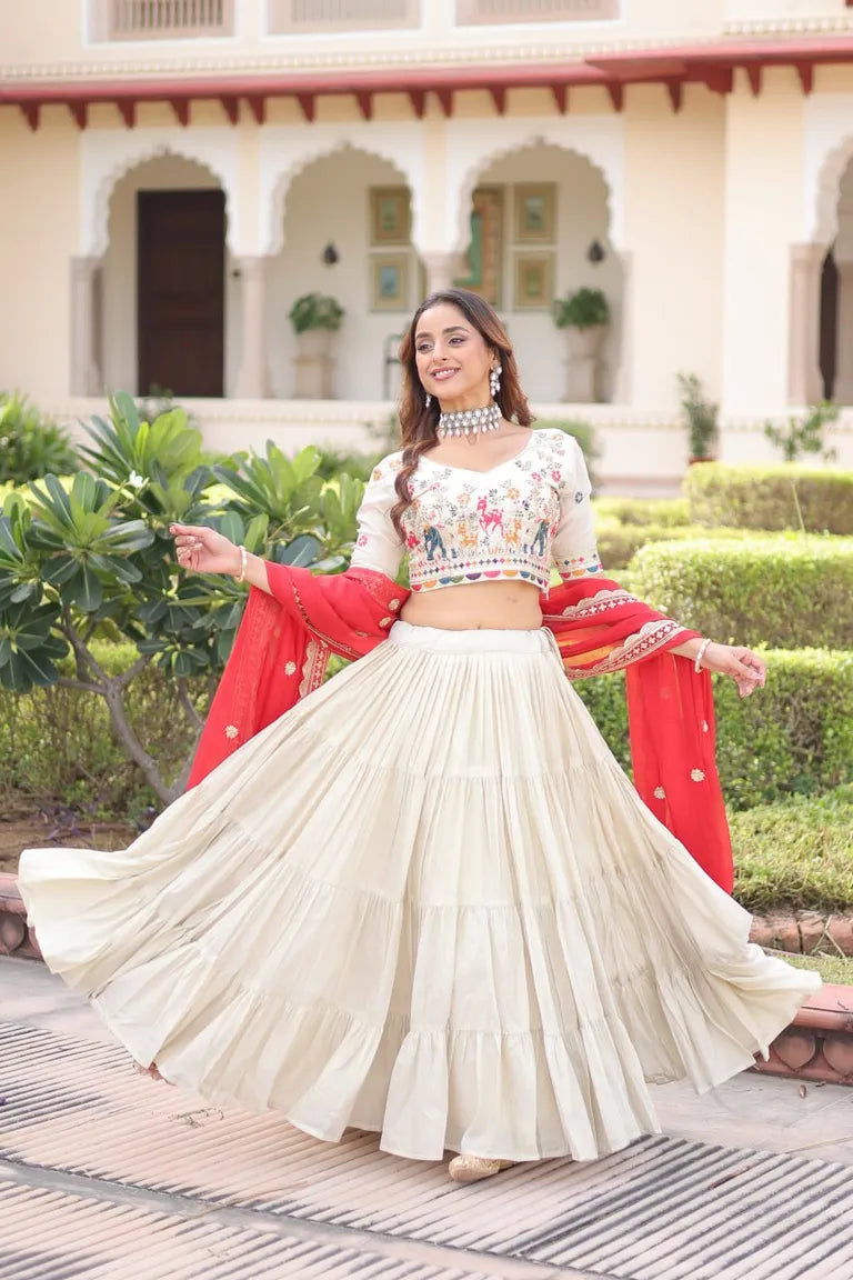 Designer Folk Art Tiered Lehenga Outfit