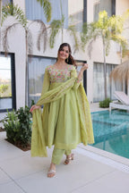 Mal Chanderi Anarkali Set
