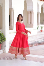 Ruby Red Flared Gown
