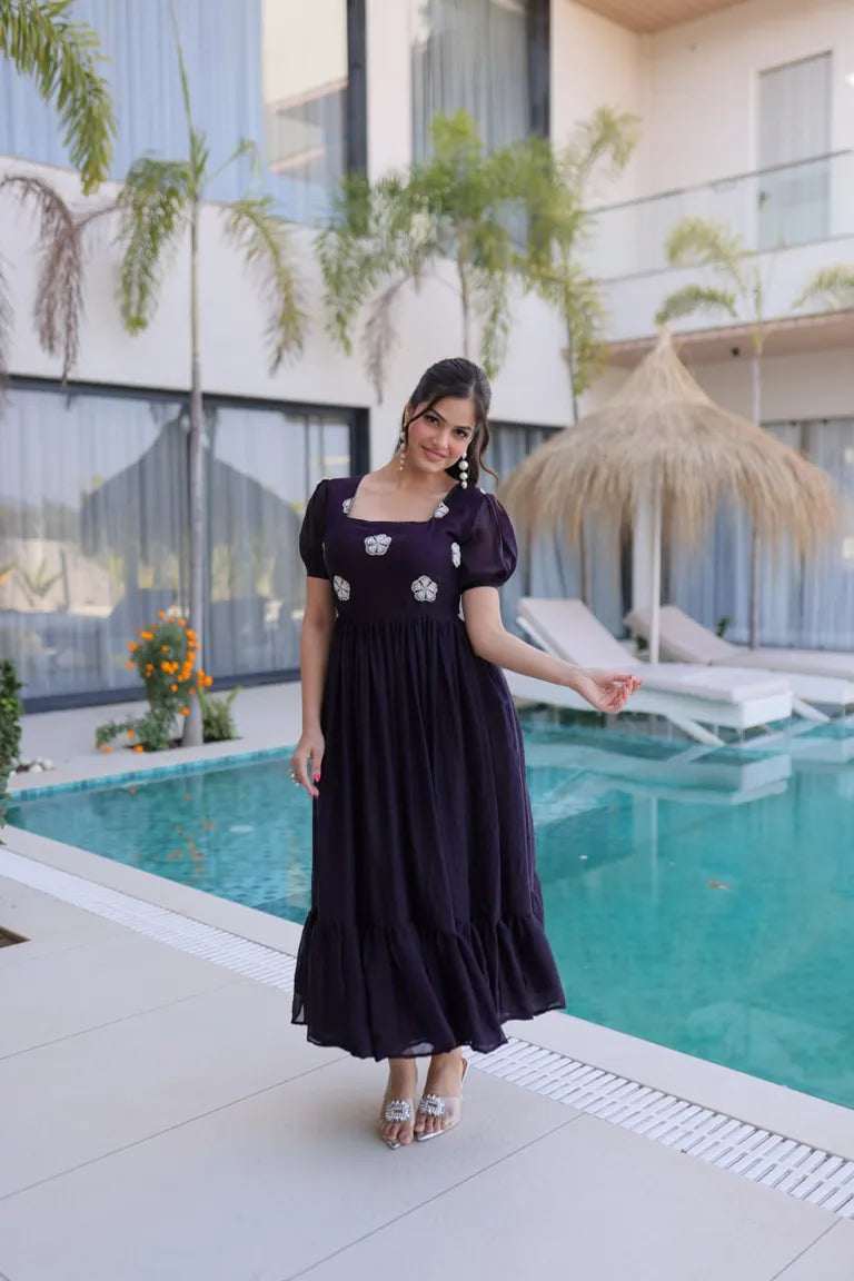 Silver Crunchy Tiered Maxi Dress