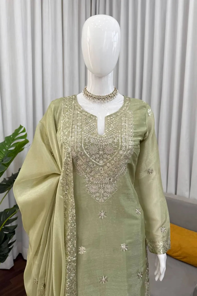 Custom Fit Green Ethnic Wear Set
