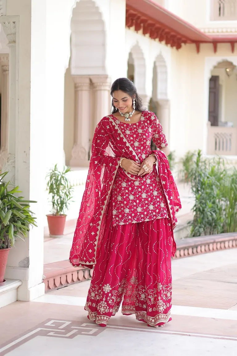 Party Wear Kurti with Sharara Dupatta