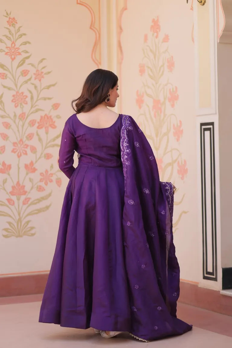Women's Crush Anarkali Gown & Dupatta