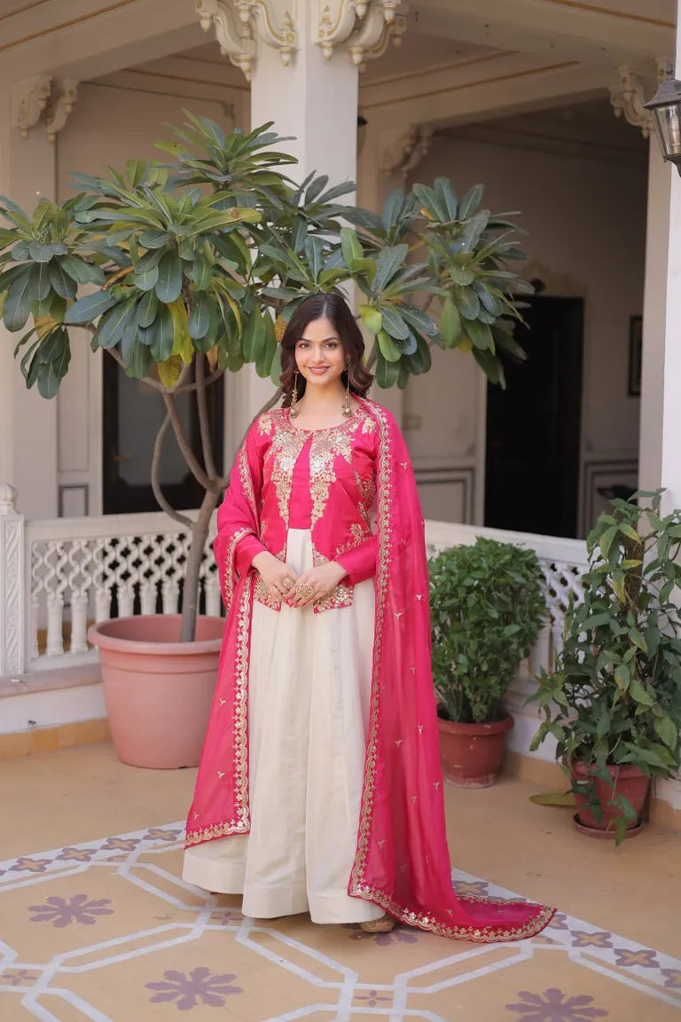 Festive Kali Pattern Gown with Full Sleeves