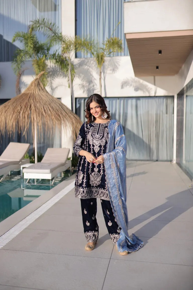Velvet Bell Sleeve Suit