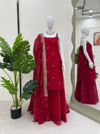 Festive Red Palazzo Suit with Dupatta