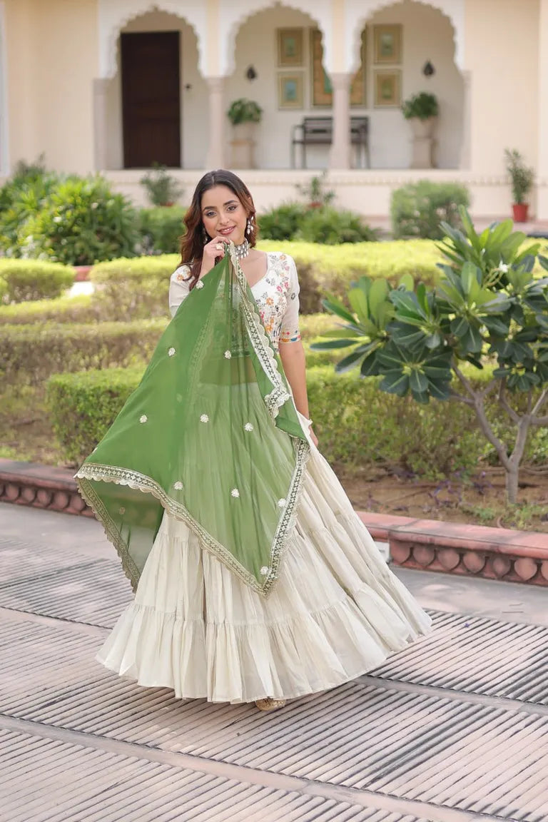 Designer Folk Art Tiered Lehenga Outfit