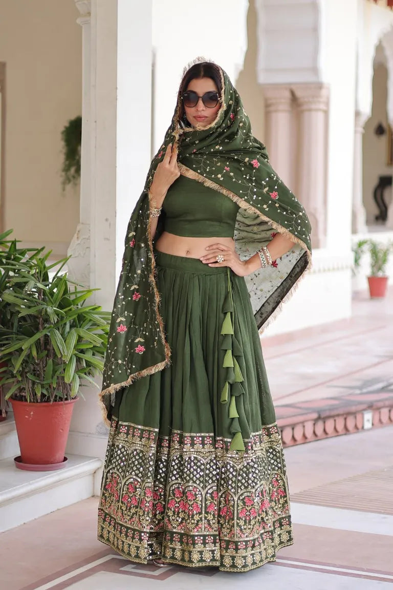 Traditional Embroidered Lehenga Set