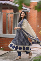 Cotton Chevron Mirror Work Kurta Set