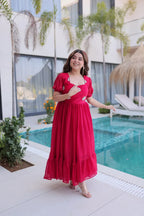 Silver Crunchy Tiered Maxi Dress