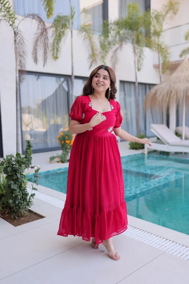 Silver Crunchy Tiered Maxi Dress