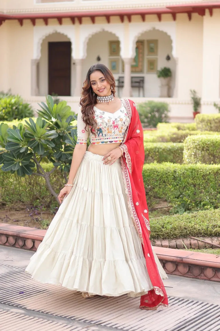 Designer Folk Art Tiered Lehenga Outfit