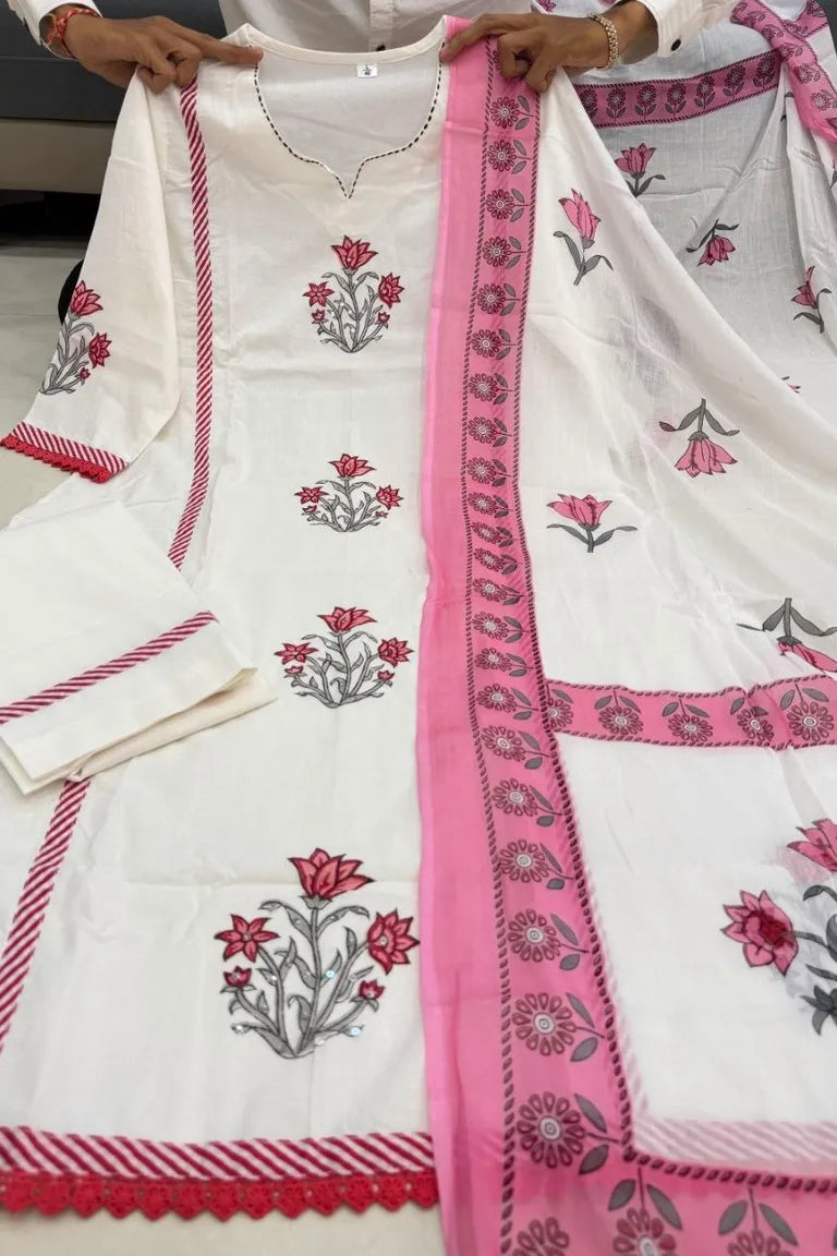 Jaipuri Taj Cotton Floral Suit Set