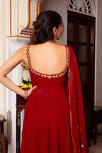 Sleeveless Anarkali with Mirror Work