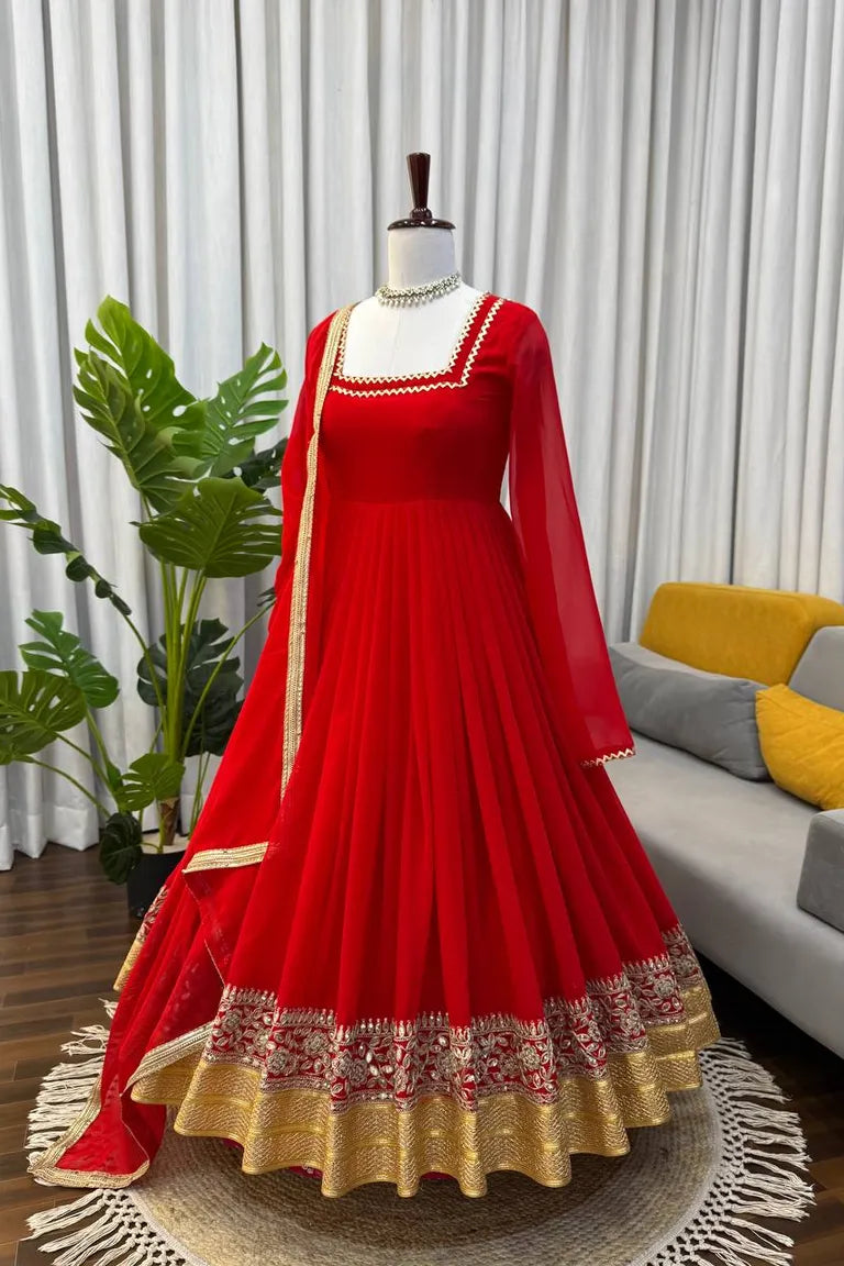 Party Wear Anarkali with Lace Border