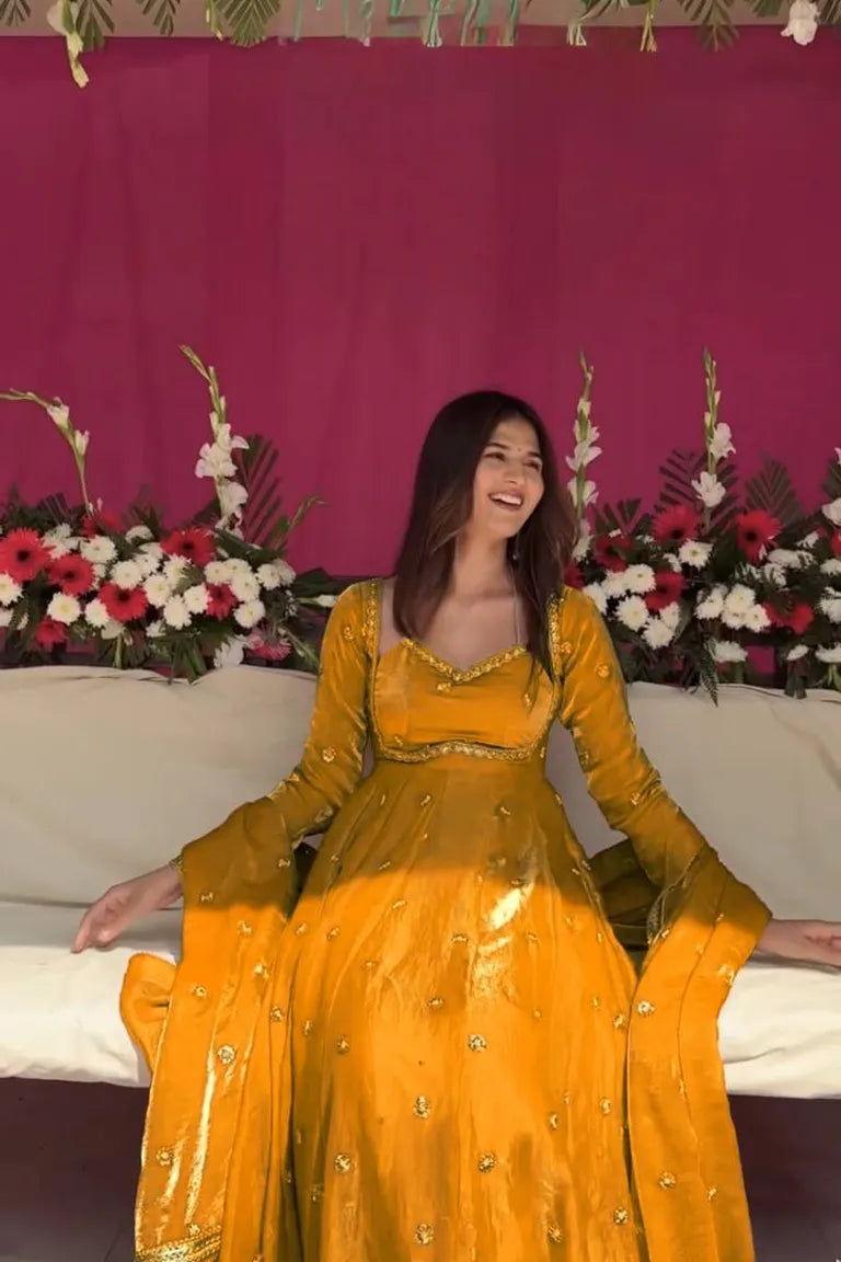 Elegant Anarkali with Silk Dupatta
