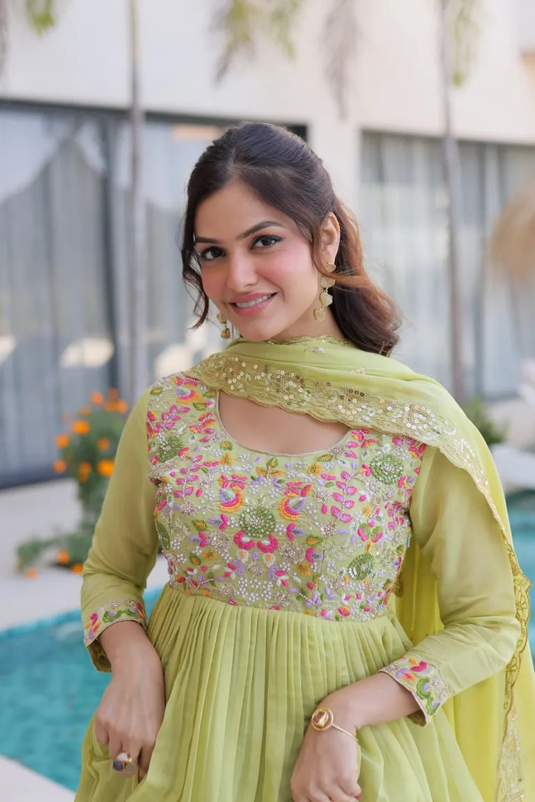 Mal Chanderi Anarkali Set