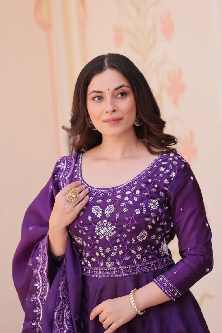 Women's Crush Anarkali Gown & Dupatta