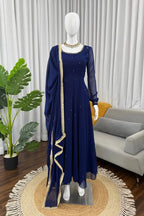 Royal Blue Anarkali Dress with Dupatta