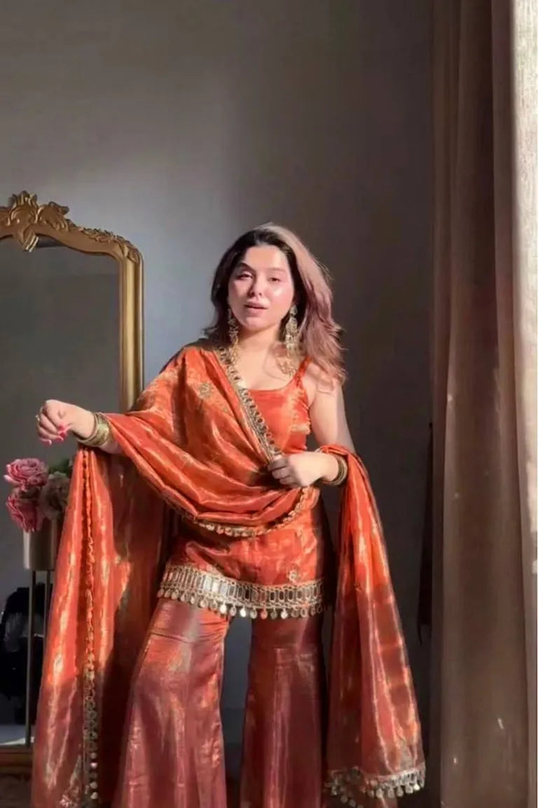Fendy Silk Kurti with Sharara Set
