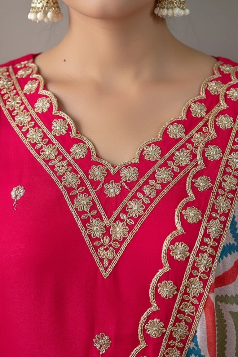 Pink Geometric Kurta