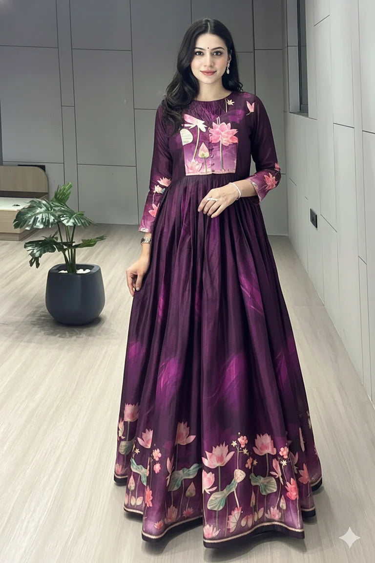 Printed Manipuri Silk Long Gowns