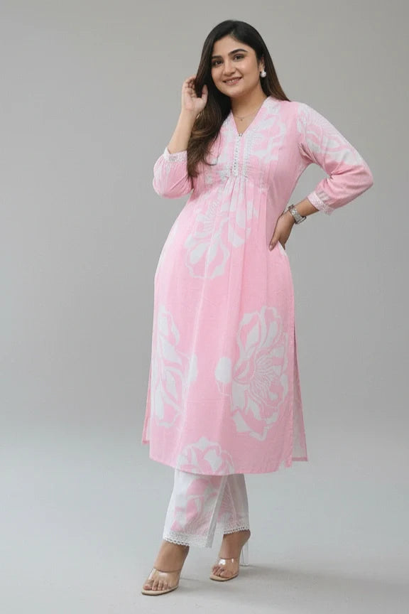 Printed Cotton Kurta Set