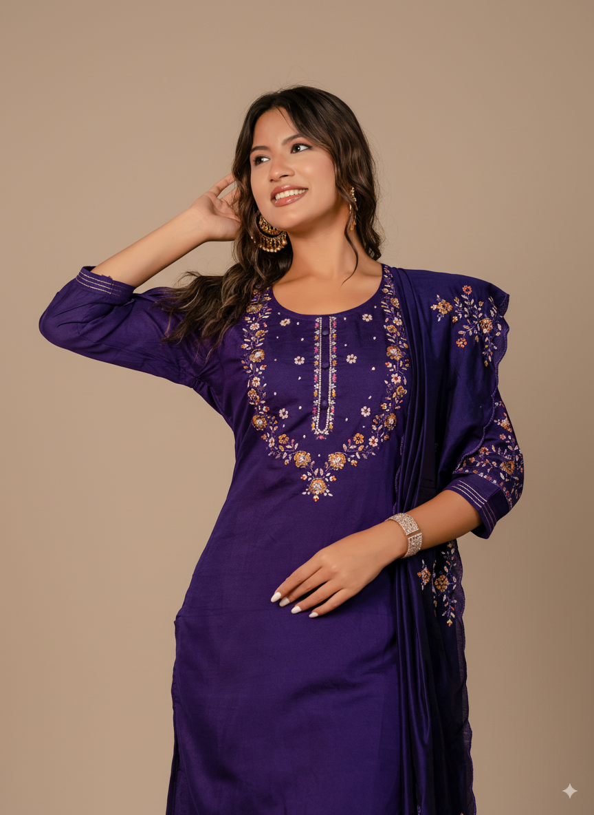 Elegant Straight Kurti Pant Dupatta by hodee
