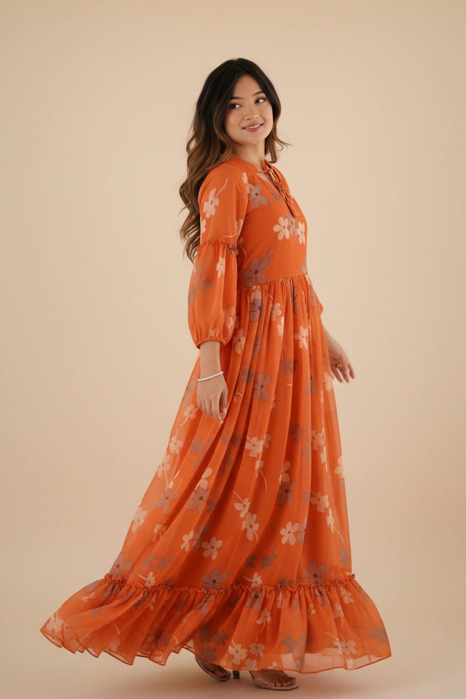 Flowing Floral Gown