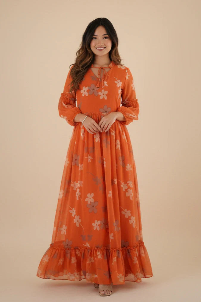 Flowing Floral Gown