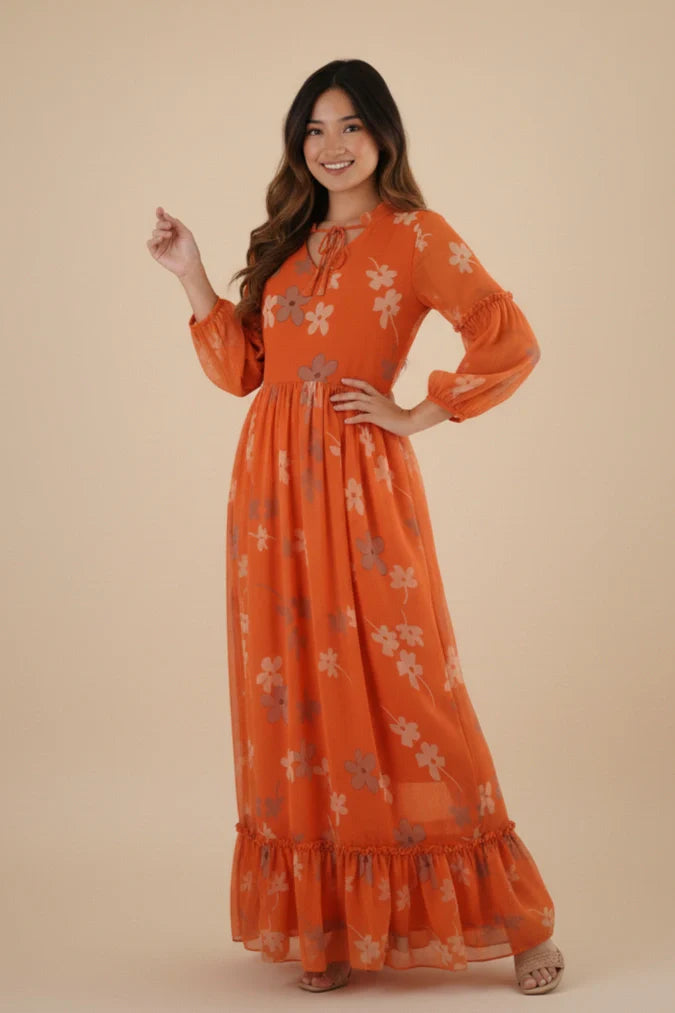 Flowing Floral Gown