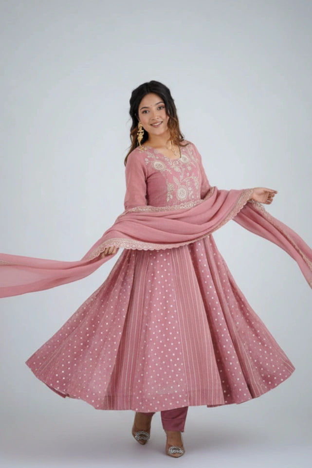 Plum Embroidered Anarkali