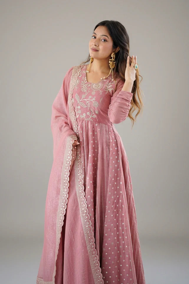 Plum Embroidered Anarkali