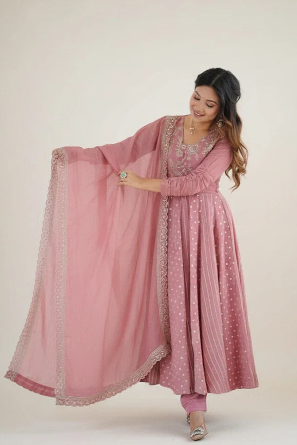 Plum Embroidered Anarkali