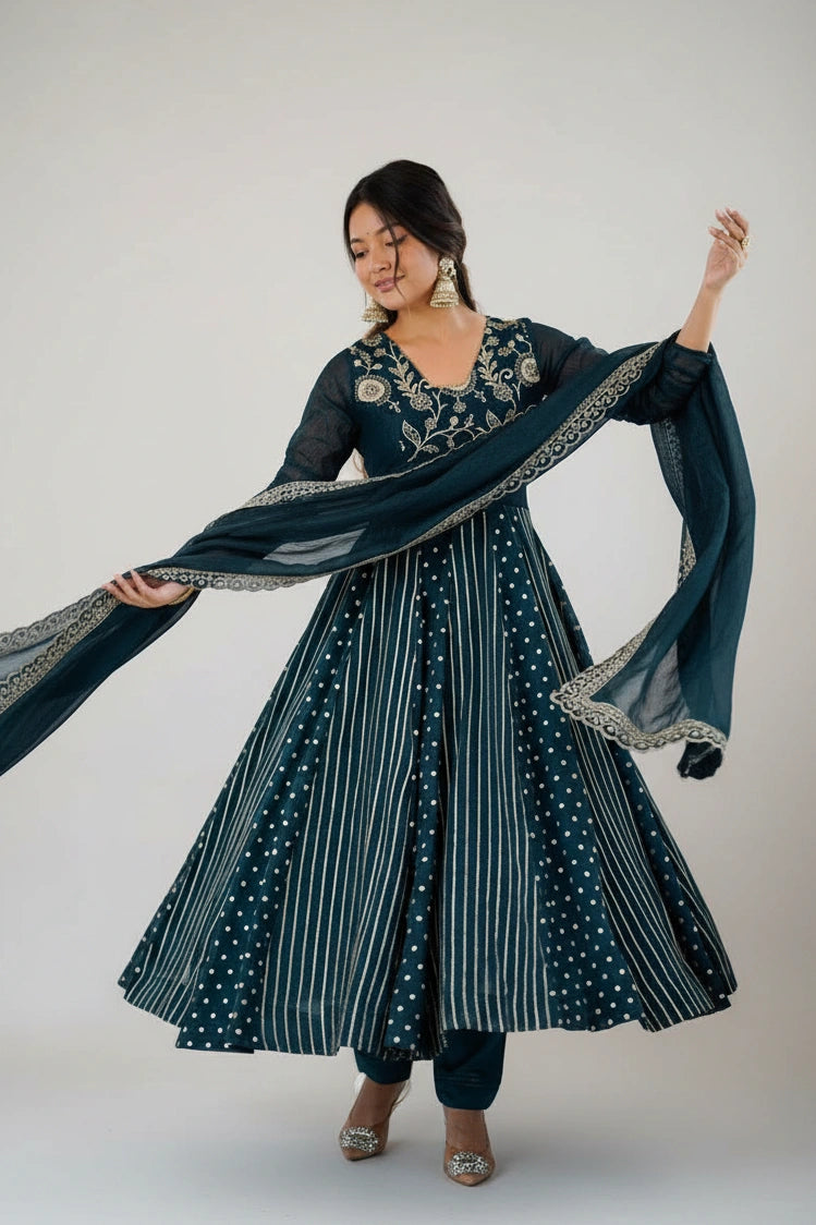 Plum Embroidered Anarkali