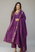 Rust Flared Kurta Set
